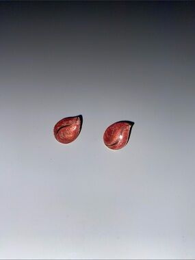 Pink Shimmer Teardrop Stud Earrings with Gold Accents
